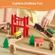 thumbnail image 2 of Set de tren Tiny Land de madera, 39 unidades, para niños pequeños con rieles, 2 of 7