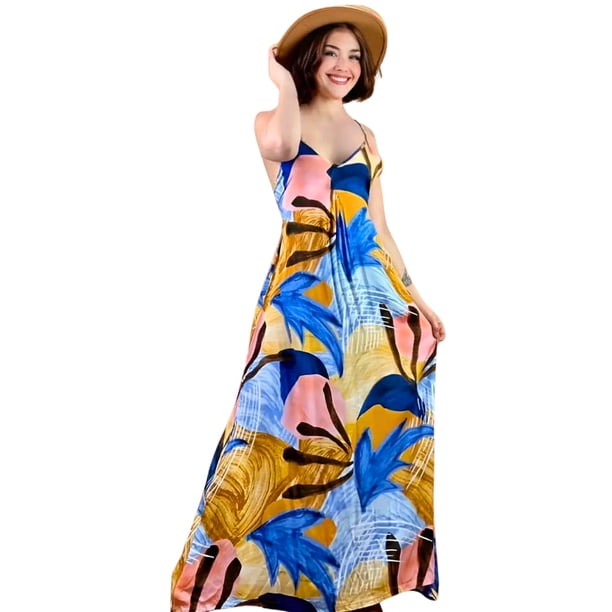 Vestido Largo Pabilos Primavera Mujer Excelente Calidad 033