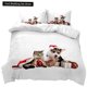 thumbnail image 1 of Cat Duvet Cover Cats and Dogs Play Christmas Animal Pet Bedding Set for Kids Teens Double Size Polyester Qulit Cover Bed Sheets, 1 of 5