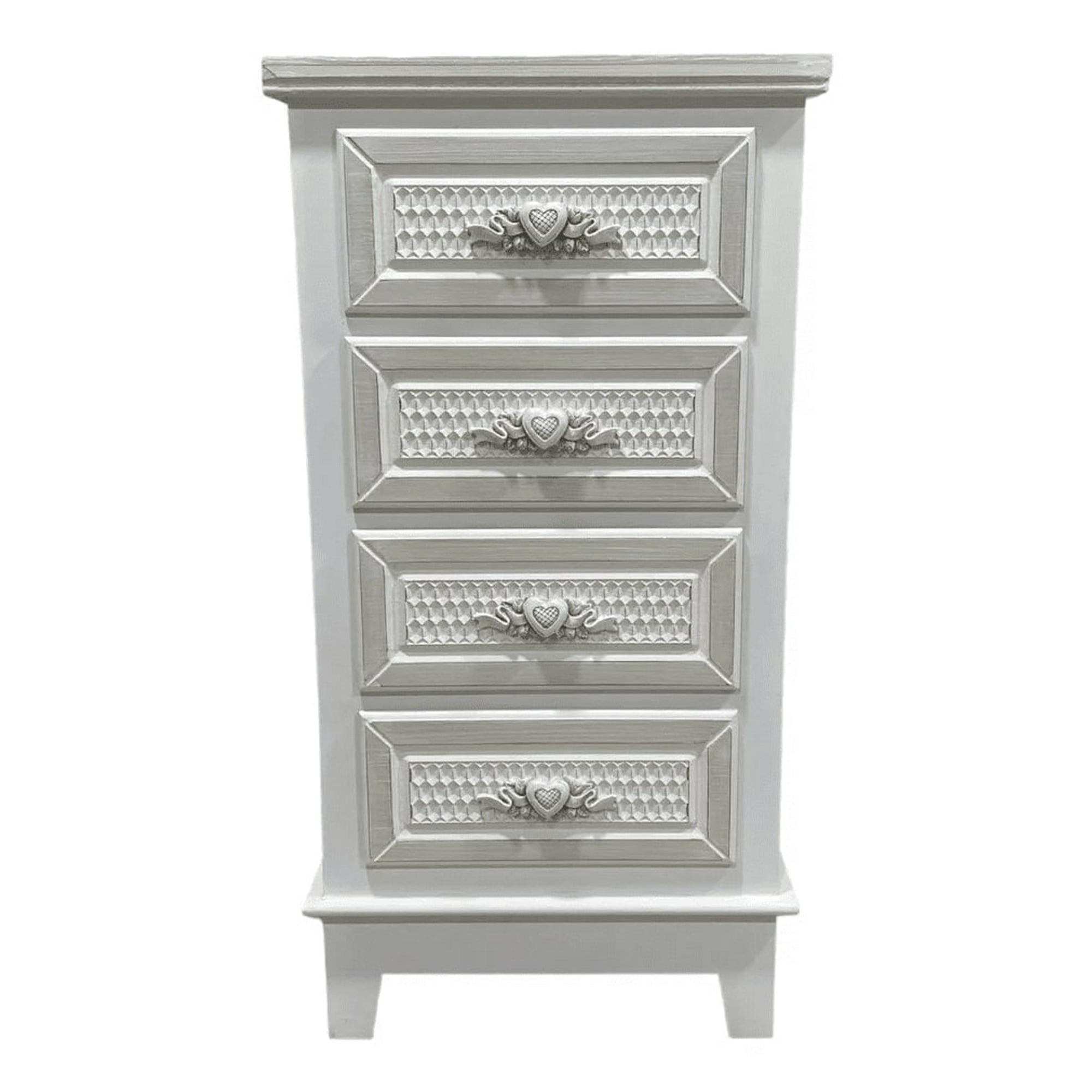 Sorento - Velador Blanco Vintage 4 Cajones - S4158