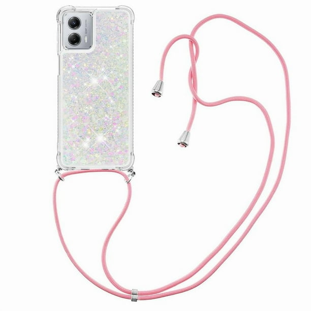 Funda FOXDOCK para Motorola Moto G 5G 2023 con Cuerda Ajustable, Brillo Líquido, Protección Antigolpes y Lente – Ideal para Regalo