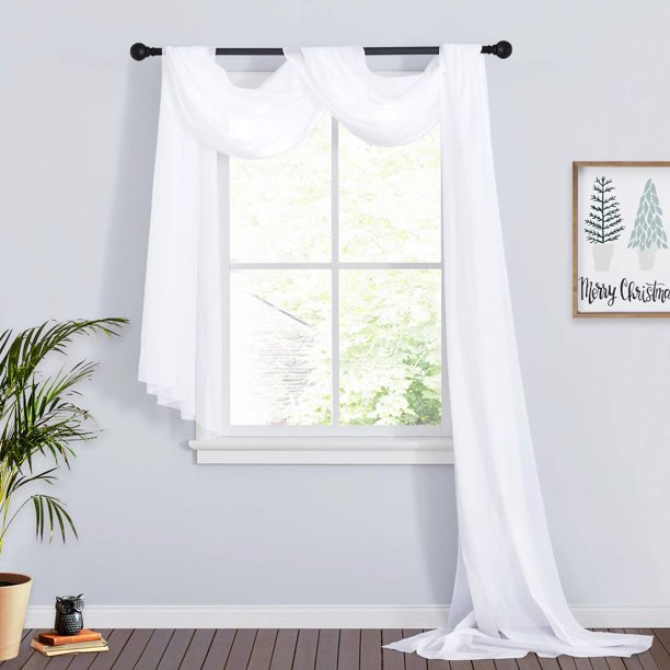Cortinas transparentes RYB HOME blancas para cama con dosel de 60 x 216 cm, 2 unidades