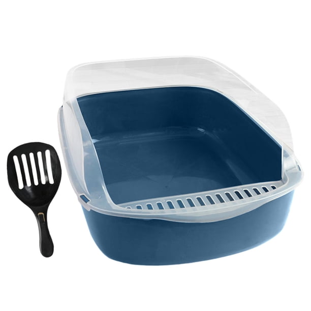Caja de Arena para Gatos, Arenero, Contenedor, Caja de Arena Semicerrada, Caja de Arena para Gatos, Artículos para Mascotas para Animales Pequeños, Co Azul