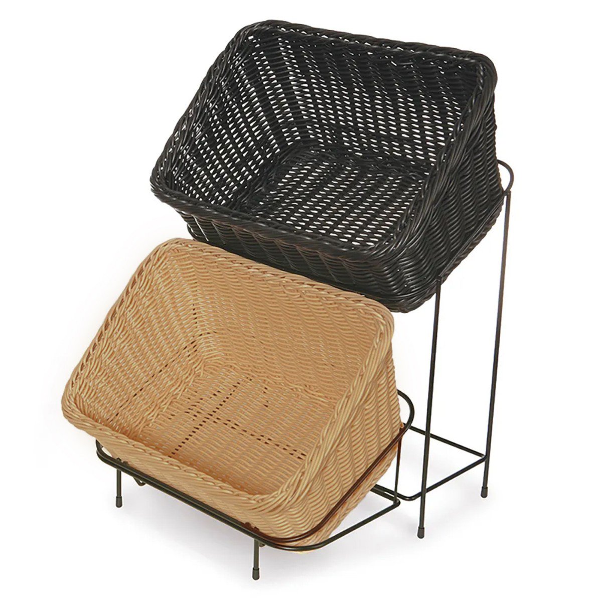 Get - Set De 2 Canastos Con Soporte De Exhibición Color Madera Y Negro 23.5x33 Cm