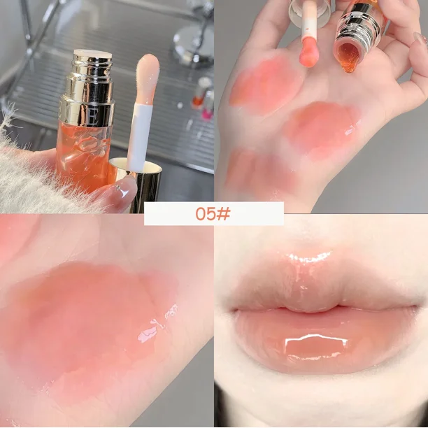 Strawberry Jelly Lip Oil Glossy Tint Glaze Lipstick Moisturize Liquid Fruit Jam Lip Beauty Treatment Transparent Hydrating Balm