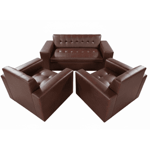 Muebles New - Juego De Living Dos Chocolate Ecocuero