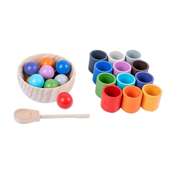 Rainbow Ball in Cups Juguetes Montessori Clasificación de colores Juego de clasificador Juguetes sensoriales para niños de 3 años + Juguete educativo