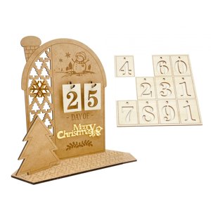 Magideal - Calendario De Adviento De Madera Navideña, Decoración Navideña Hecha A Mano, 7,8X7,8 Pulgadas, Para Juegos Familiares Interactivos, Multifuncional Estilo B
