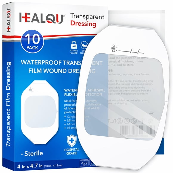 Apósito transparente Healqu, 10 unidades, 10 x 12 cm