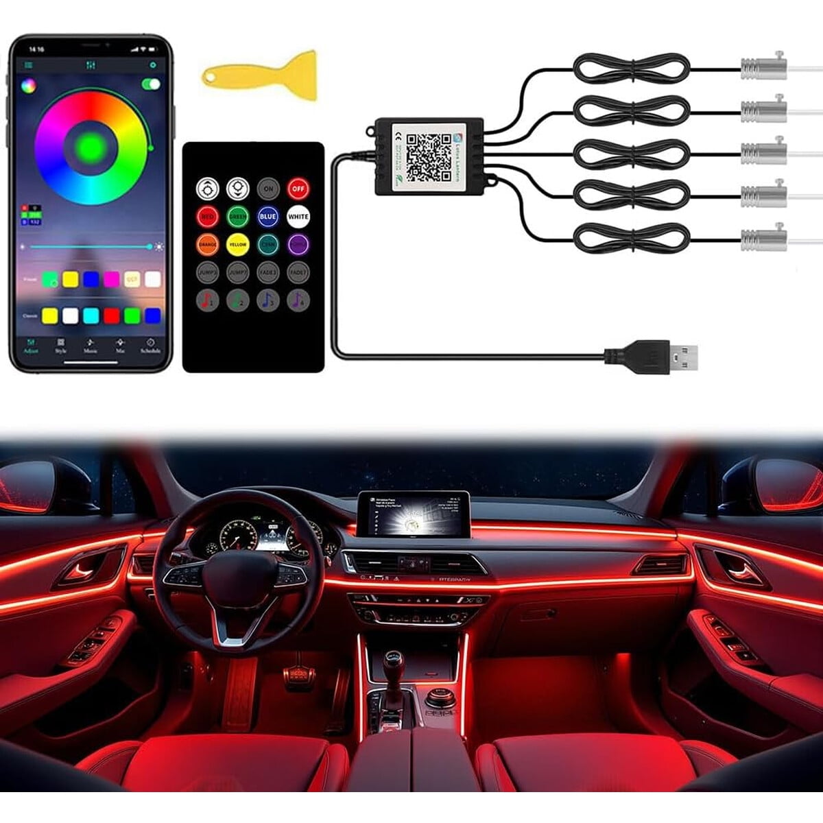 Luces Led Interior Auto Tekshinny Rgb Control App