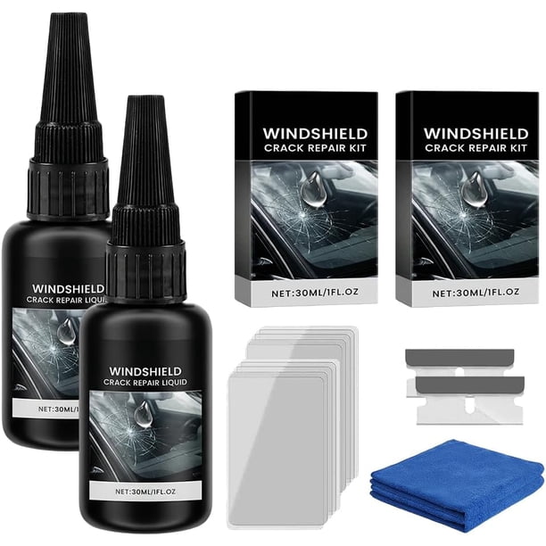 Kit reparación astillas parabrisas 2 set 30ml líquido toalla cuchilla láminas curado