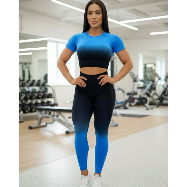 Conjunto deportivo Mujer degradé calza push up