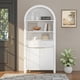 thumbnail image 1 of 71" Fluted Tall Arched Pantry Cabinet with Adjustable Shelves, Elegant Display Storage with Hidden Drawer & Glass Door for Kitchen, Living Room, Dining Room, White, 1 of 3