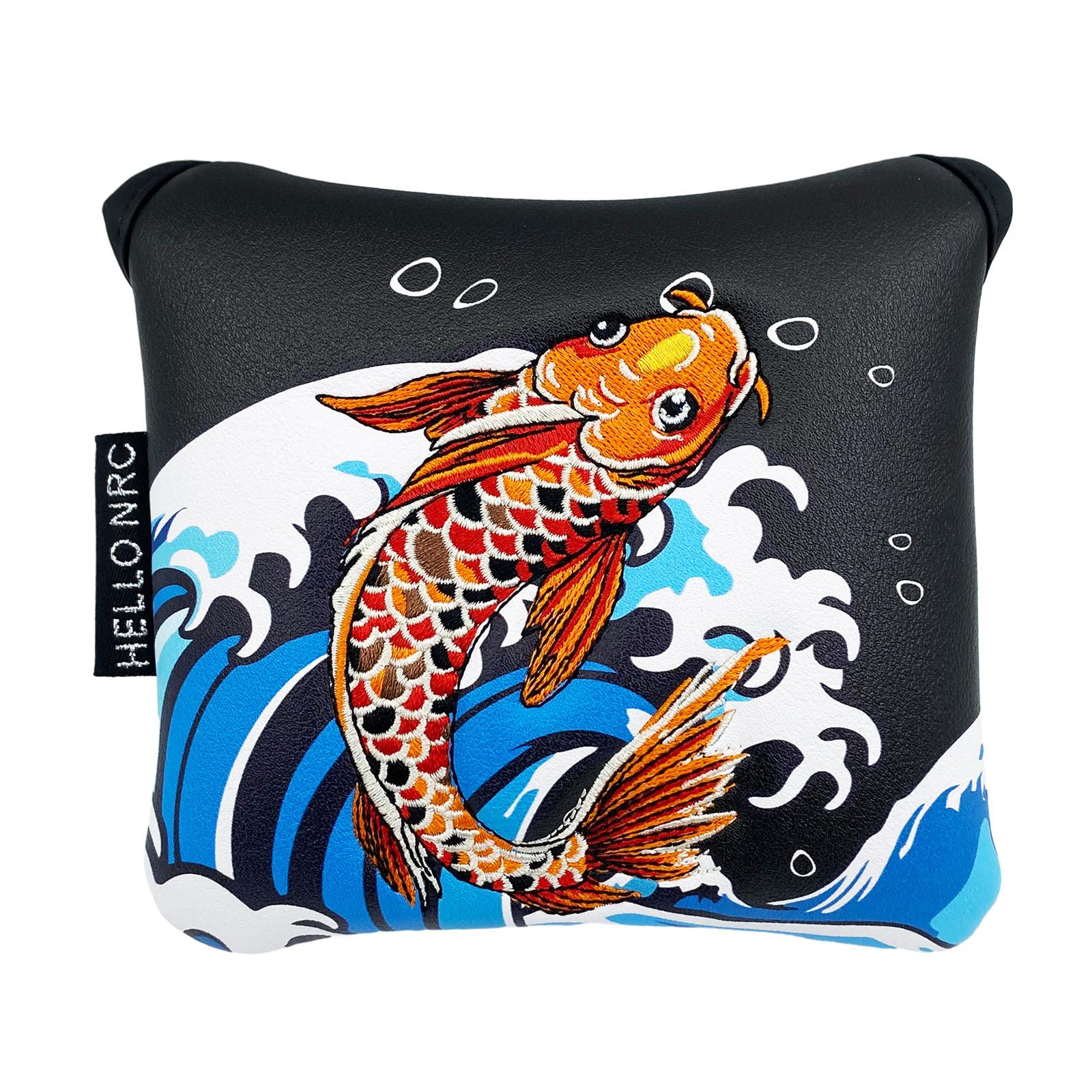 Magideal - Cubierta De Putter De Mazo De Golf, Cubierta De Putter De Golf, Forro Cuadrado Koi Bordado, Regalos De Golf Para Hombres, Golfistas, Sombreros De Golf Negro