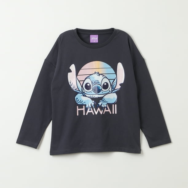 Polera Manga Larga Niña Lilo & Stitch Hawaii Azul Disney