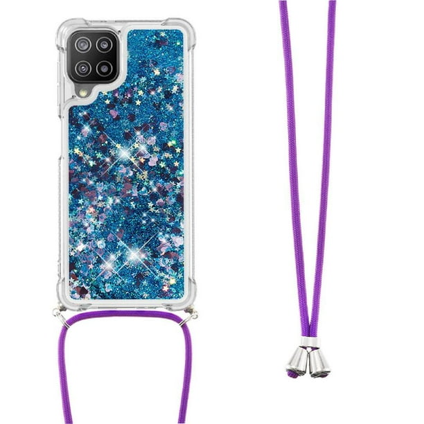 Funda FOXDOCK para Samsung Galaxy A22 4G con Cuerda Ajustable, Brillo Líquido, Protección Antigolpes y Lente – Ideal para Regalo