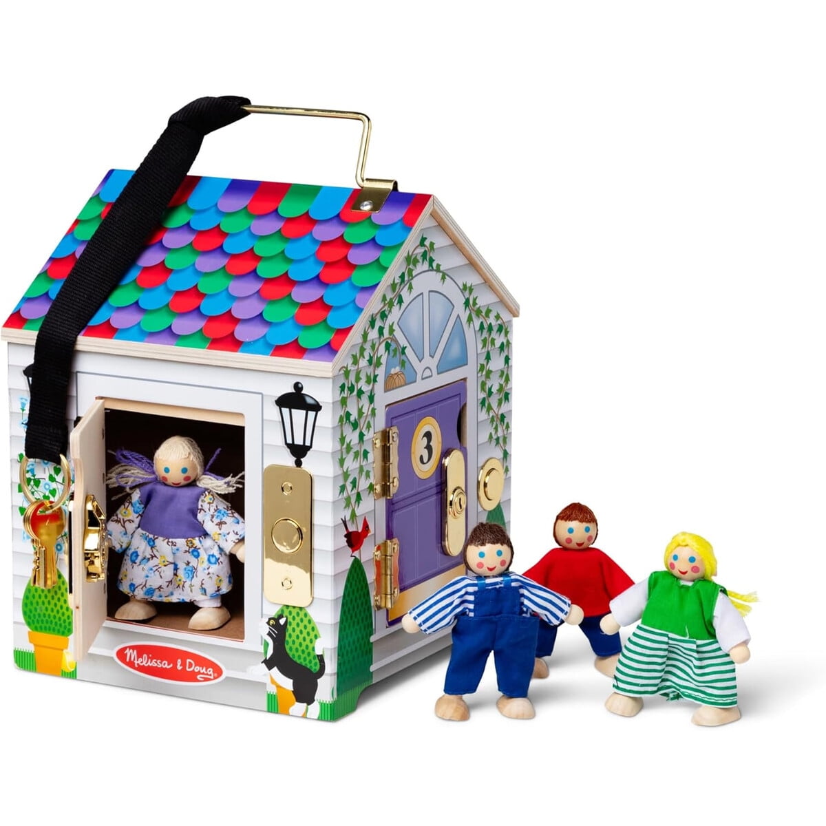 Casita De Madera Melissa Doug Takealong Timbres 4 Muñecos