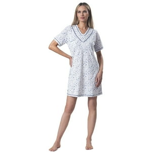 Mon Amour - Camisola Algodón Est. Manga Corta Con Botones Y Deshilado