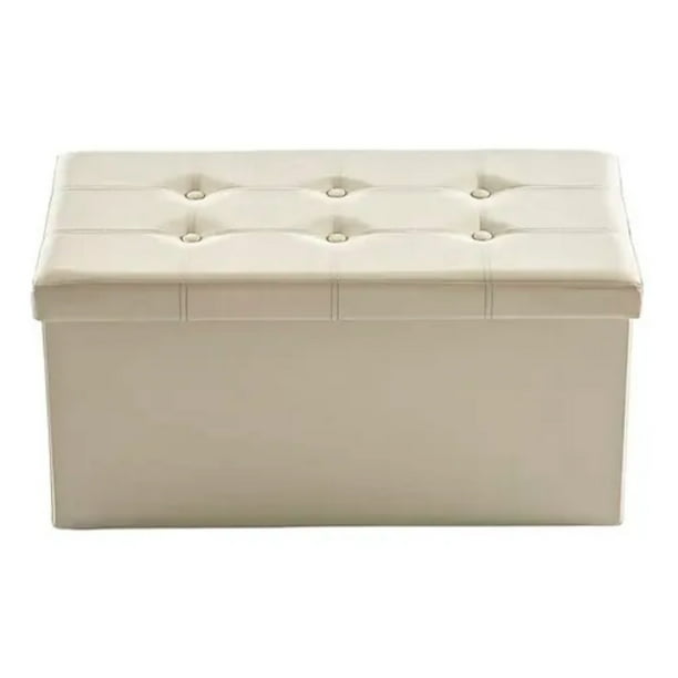Puff Baul Silla Plegable Ecocuero Organizador 38cm X 76cm