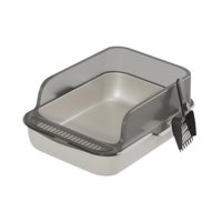 Magideal - Bandeja De Arena Para Gatos Con Entrada Baja Y Laterales Altos Bandeja Sanitaria Semiencerrada De Pp Recipiente Abierto Para Arena De Gatitos Cama Sanitaria Con Marco Extraíble Fácil De