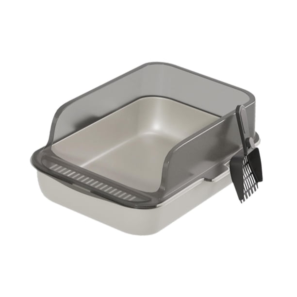 Bandeja de Arena para Gatos con Entrada Baja y Laterales Altos Bandeja Sanitaria Semiencerrada de Pp Recipiente Abierto para Arena de Gatitos Cama Sanitaria con Marco Extraíble Fácil de