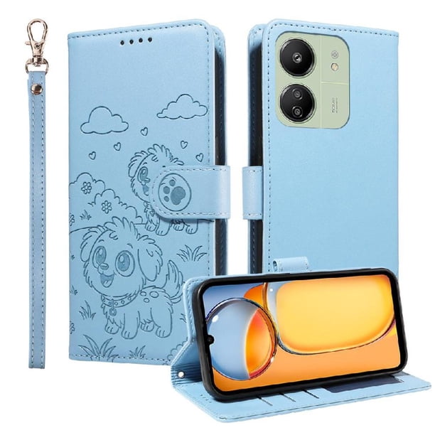 Funda Billetera FOXDOCK Compatible con Xiaomi POCO C65, Diseño Perrito Tierno, Ranuras para Tarjetas y Soporte Plegable