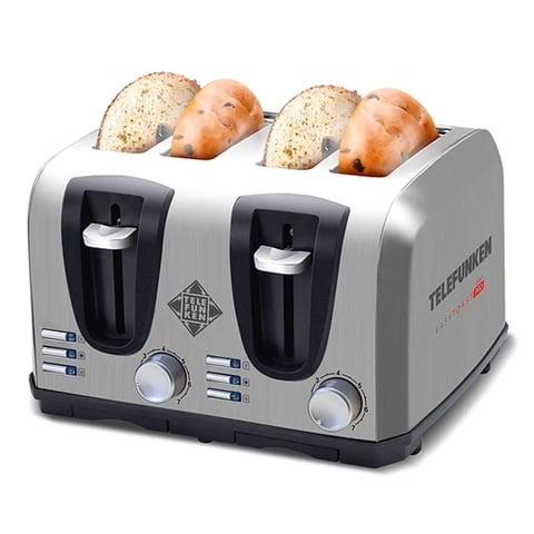 Telefunken - Tostador Eléctrico 4 Rebanadas Acero Color Gris Easytoast Pro Potencia 1450W