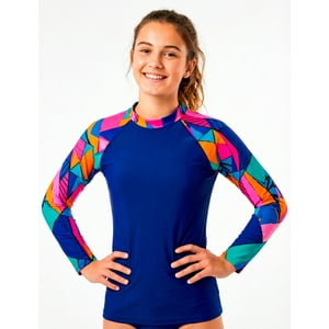 Samia - Polera Niña Protección Uv Estampado Azul