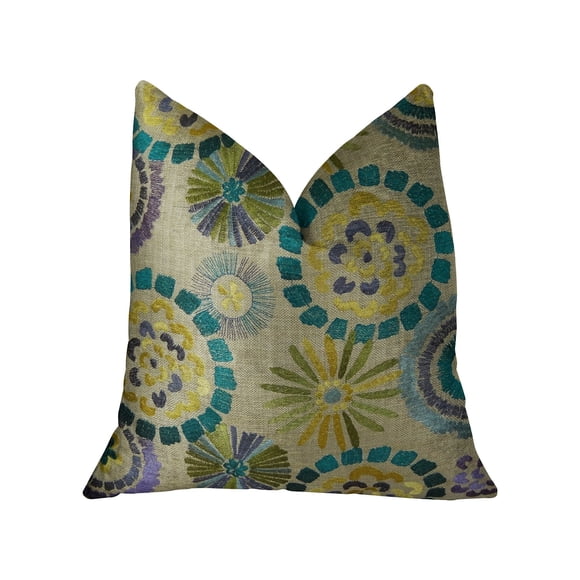 Almohada Plutus Brands Plutus Paulina Turquesa, oliva y topo