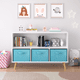 thumbnail image 3 of Kids bookcase with Collapsible Fabric Drawers, Children's Book Display, Toy Storage Cabinet Organizer, White/Blue, 3 of 3