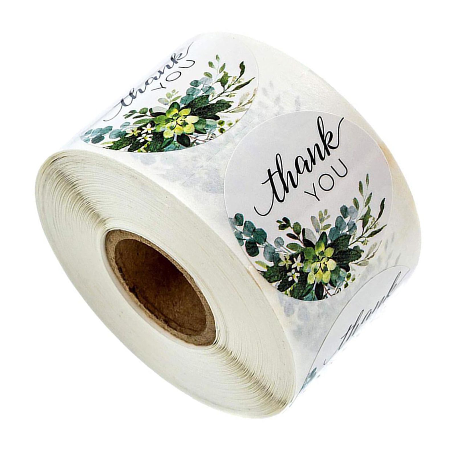 Magideal - 500X Pegatinas De Agradecimiento Decoración Floral Papelería Sellos De Sobres Pegatinas Decorativas Etiqueta Calcomanías Para Hornear Embalaje , Verde