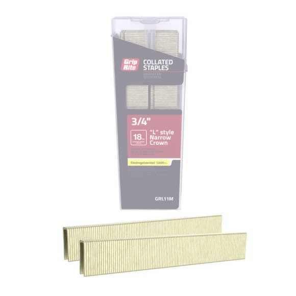 Staple Grip-Rite GRL11M, calibre 18, electrogalvanizado, 3/4 pulgadas