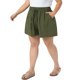 thumbnail image 4 of Agnes Orinda Pantalones Cortos de Mujer de Talla Grande Pierna Ancha Suelta con Cordón Talle Alto Vacaciones en la Playa 2026 Verano Casual con Bolsillo 2X Verde Militar, 4 of 6