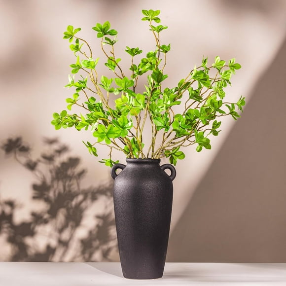 Jarrón Cerámica Laurel Vine Decor 30 cm Negro 63 cm Ramas