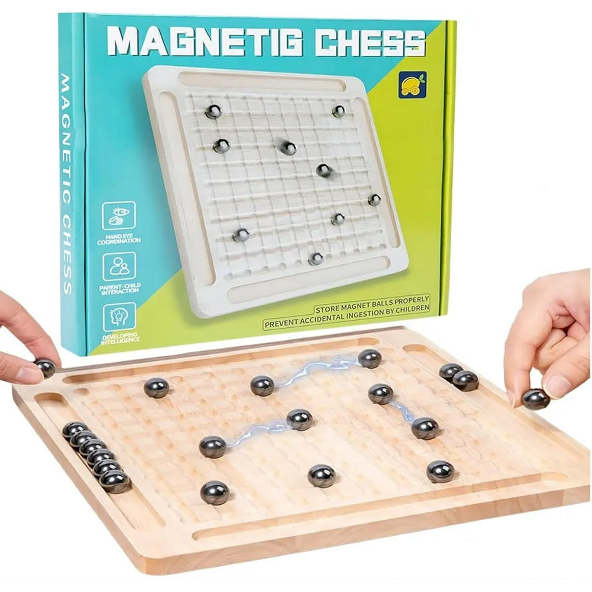 Genérico - Juego De Ajedrez Magnético Con Tablero De Madera