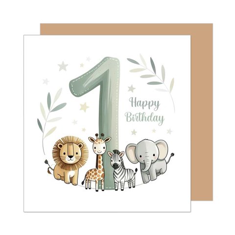 Edition Seidel - Edición De Tarjetas De Cumpleaños Seidel Premium Square Para El Primer Cumpleaños