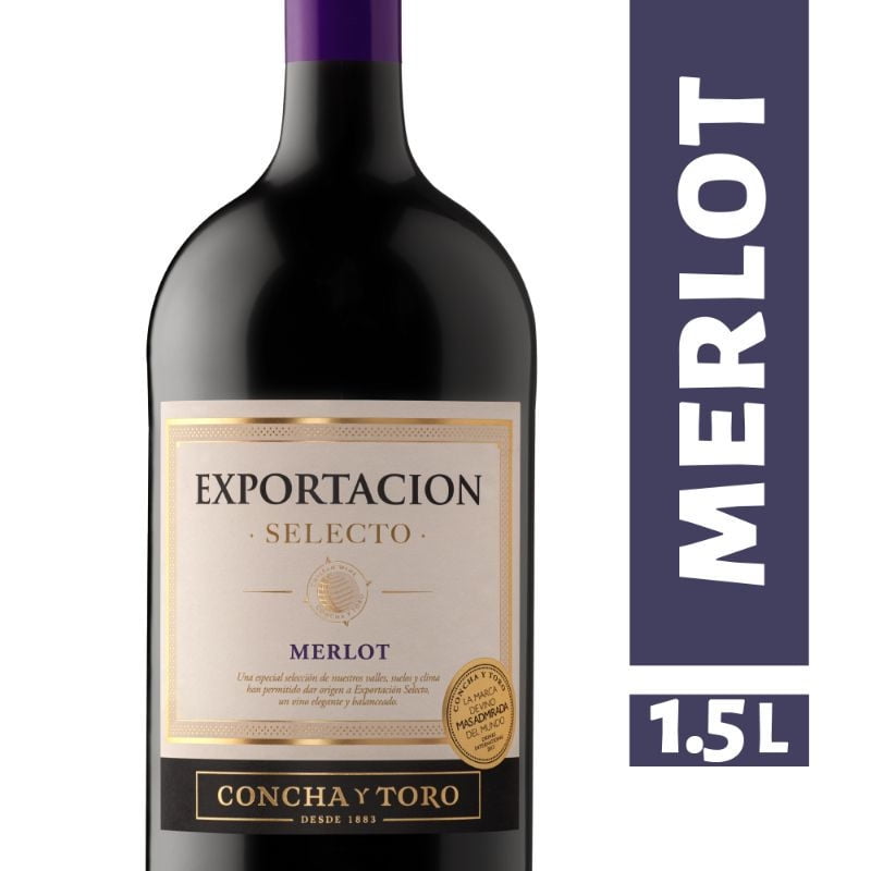 Vino Tinto Merlot 12° Botella 1,5L Exportación