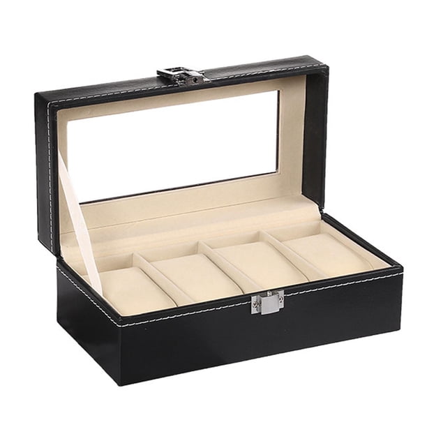 Estuche para Reloj, Organizador de Relojes para Hombres Y Mujeres, Estuche de Almacenamiento para Exhibición de Relojes de material cuero PU, Captura de Bloque 4 ranuras