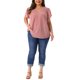 thumbnail image 2 of Agnes Orinda Women's Plus Size Pin Dots Manga Corta Cuello en V Casual Blusa Lisa 1X Rosa, 2 of 6