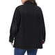 thumbnail image 3 of Chaqueta de mezclilla con botones para mujer de talla grande Agnes Orinda, solapa, manga larga, dobladillo sin rematar, camisa casual con bolsillo 2X negro, 3 of 6