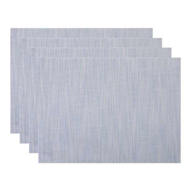 REGALWOVEN Manteles Rústicos Juego de 4 Manteles de Mezcla de Algodón y Lino para Decoración de Mesa de Comedor Lavables Mantel de Cocina Limpiar con Paño Azul Claro 15.7x11.8 pulgadas