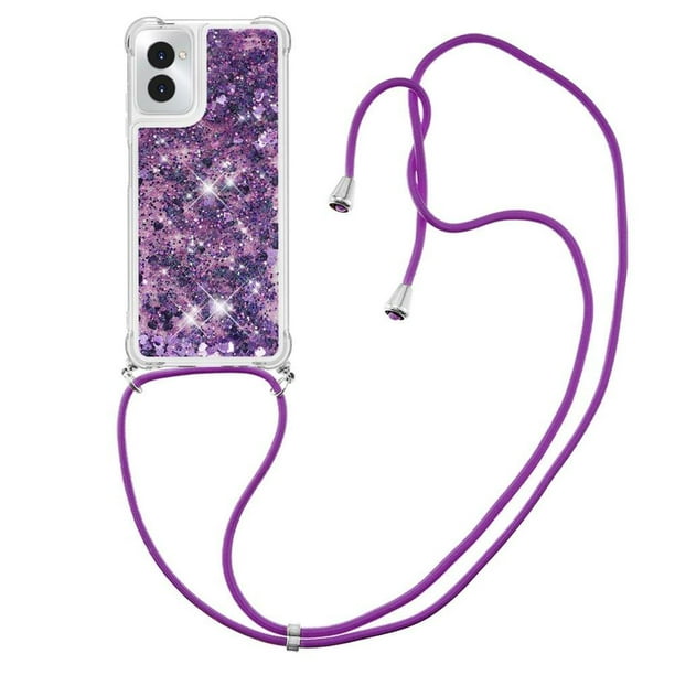 Funda FOXDOCK para Motorola Moto G Power 5G 2024 con Cuerda Ajustable, Brillo Líquido, Protección Antigolpes y Lente – Ideal para Regalo