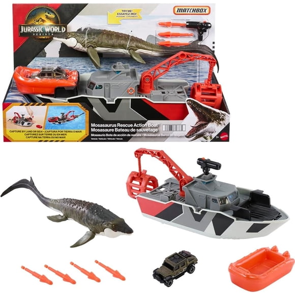 Playset Matchbox Jurassic World Barco Rescate Mosasaurus 32 cm