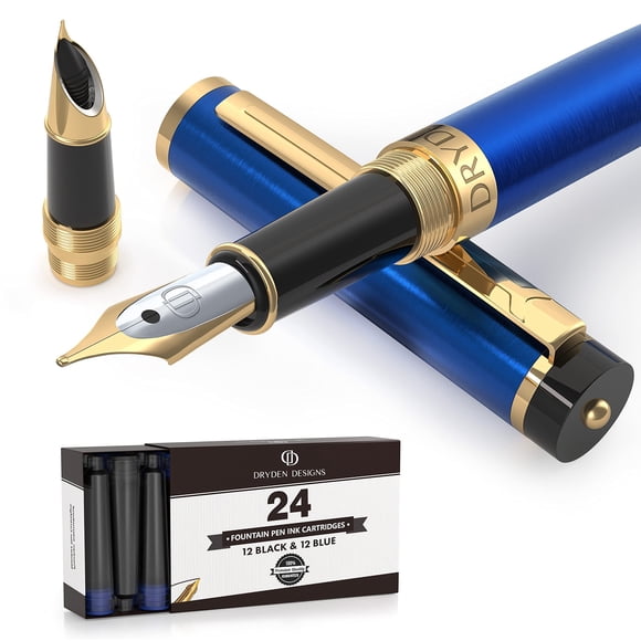 Pluma Estilográfica Punta Media Fina 24 Cartuchos