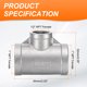 thumbnail image 2 of Conector en T de Uxcell (1/2" x 1" x 1") NPT Hembra de Acero Inoxidable 304 Reductor en Forma de T de 3 Vías para Conexión Industrial Agua Aire Gas Aceite Combustible, 2 of 6