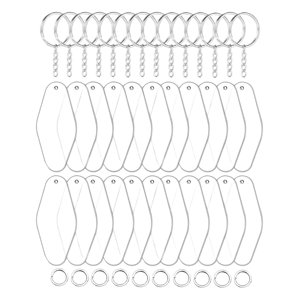 Bothyi - 30X Acrílico Transparente Llavero Espacios En Blanco Diy Kit Colgantes Rombo Redondeado