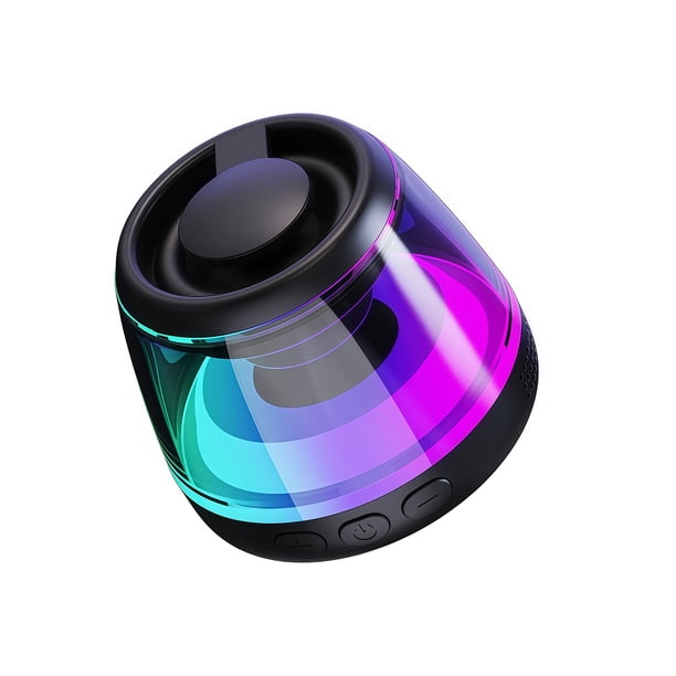 Mini altavoz con diafragma de bajo, altavoz de imán interno de 5W, 7 horas de tiempo de reproducción, emparejamiento estéreo TWS, luz RGB, slot para tarjeta TF