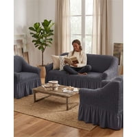 Mylhogar - Juego De Fundas Cubre Sillon Turco 3+1+1 Con Textura De Burbuja