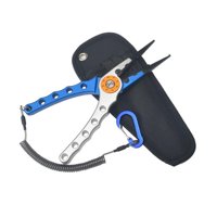 Magideal - Alicates De Pesca Cortadores De Removedor De Anzuelos Con Funda Cordón Equipo Multifuncional Pinza De Labios De Pescado Tijeras Profesionales , Azul