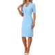 thumbnail image 4 of INSPIRE CHIC Vestido de Tubo para Mujer con Cuello en V, Mangas Cortas, Vestido Midi Ajustado para el Trabajo, Azul Cielo M, 4 of 6
